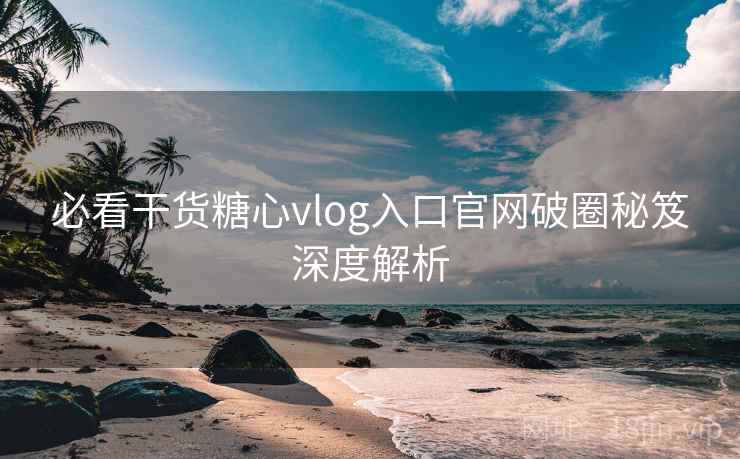 必看干货糖心vlog入口官网破圈秘笈深度解析